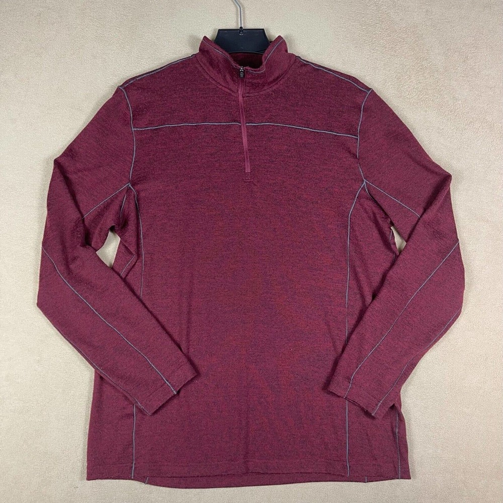 Swiss Tech Mens L 1/4 Zip Long Sleeve Pullover Mock Neck Regular Fit‎ Burgundy